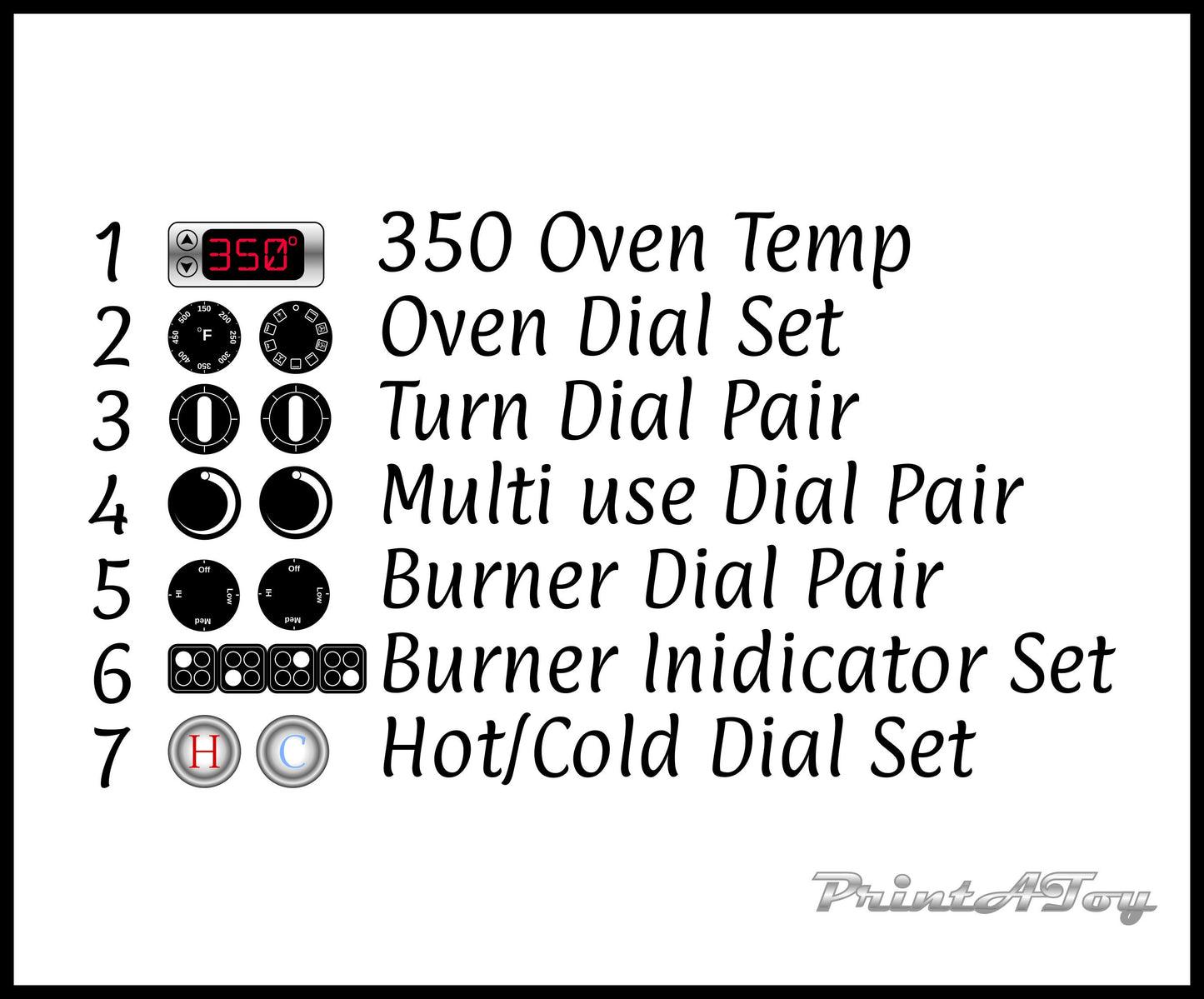 Play Kitchen Dials Vinyl Decals