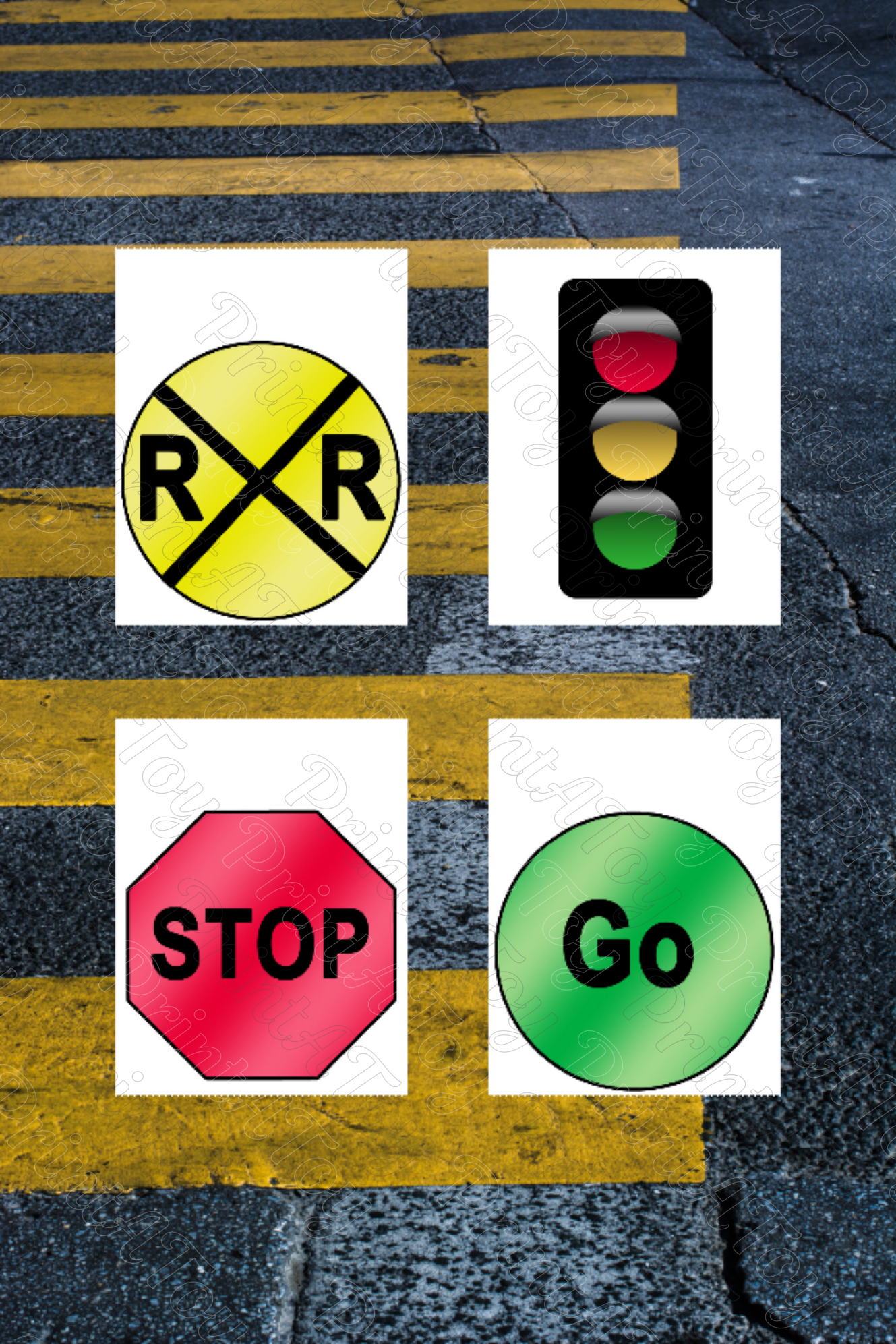 Printable Road Signs for Pretend Play | Stop, Go, Traffic Light & Railroad Crossing