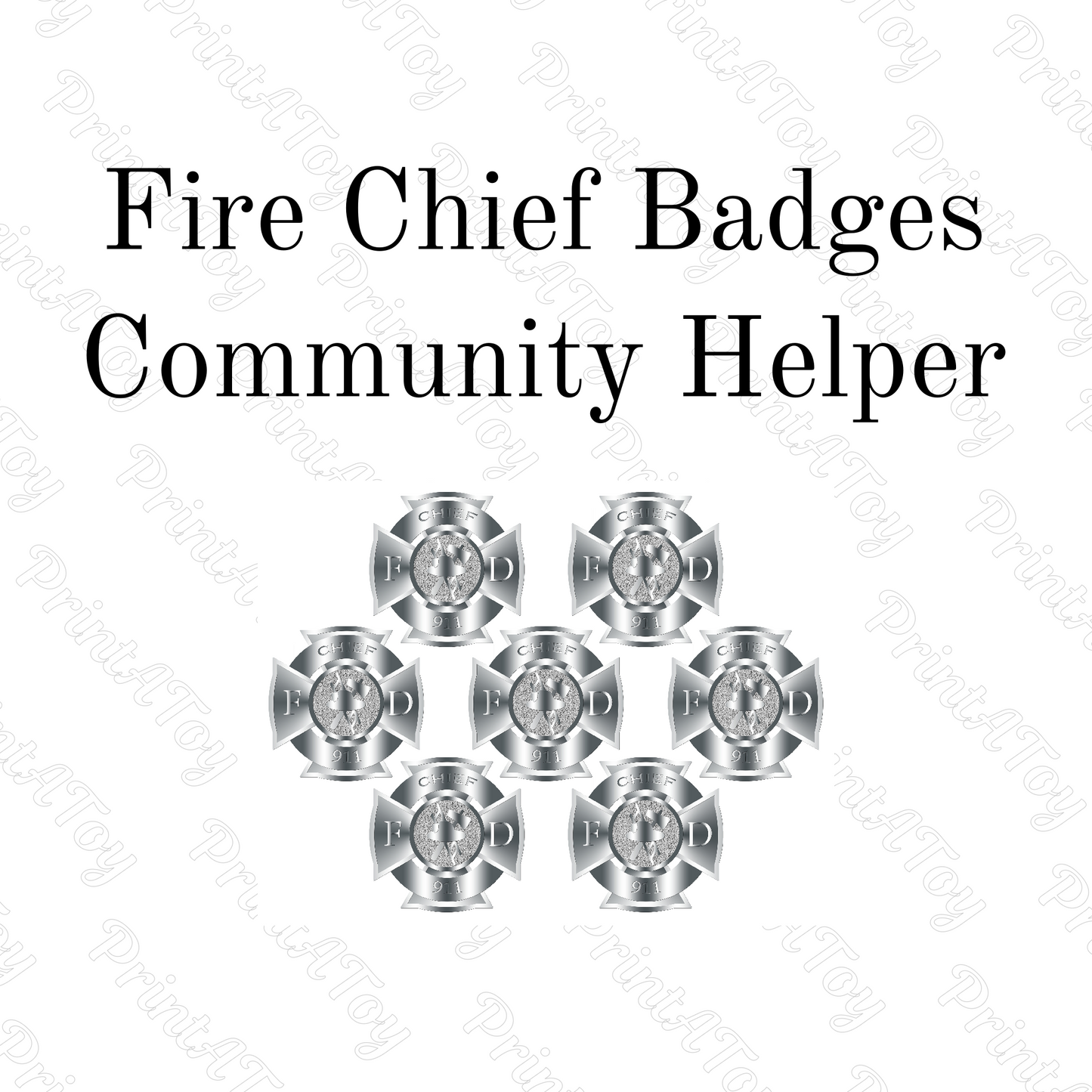 Silver fire chief badges for dramatic play centers and first responder dressup