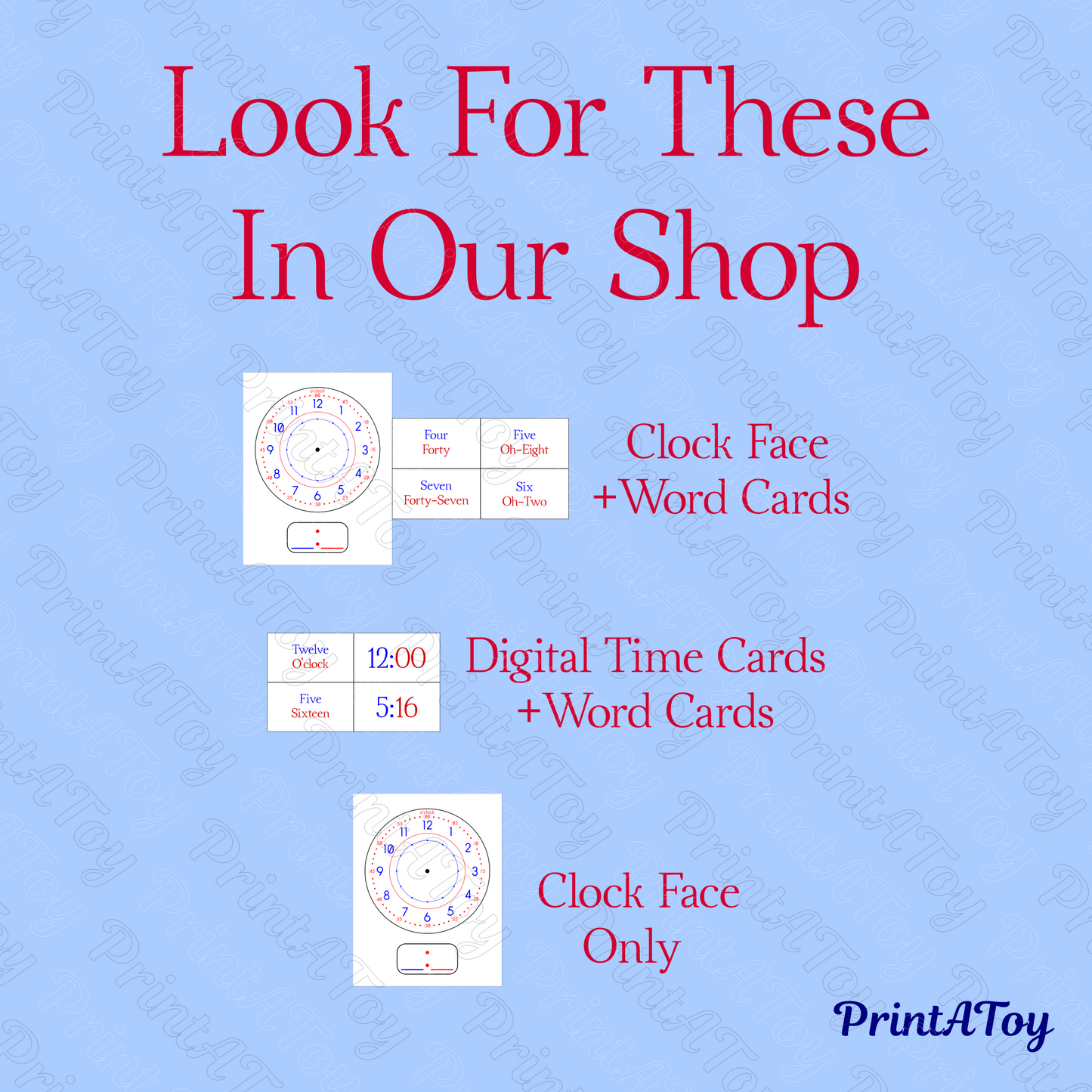 Printable Telling Time Bundle | Clock Face + 50 Color-Coded Time Cards