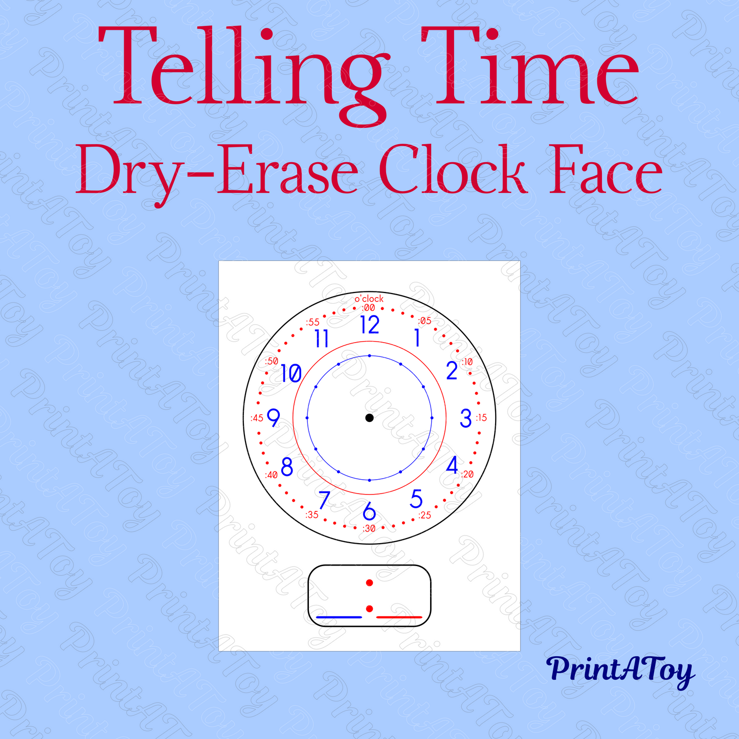 Printable Telling Time Bundle | Clock Face + 50 Color-Coded Time Cards