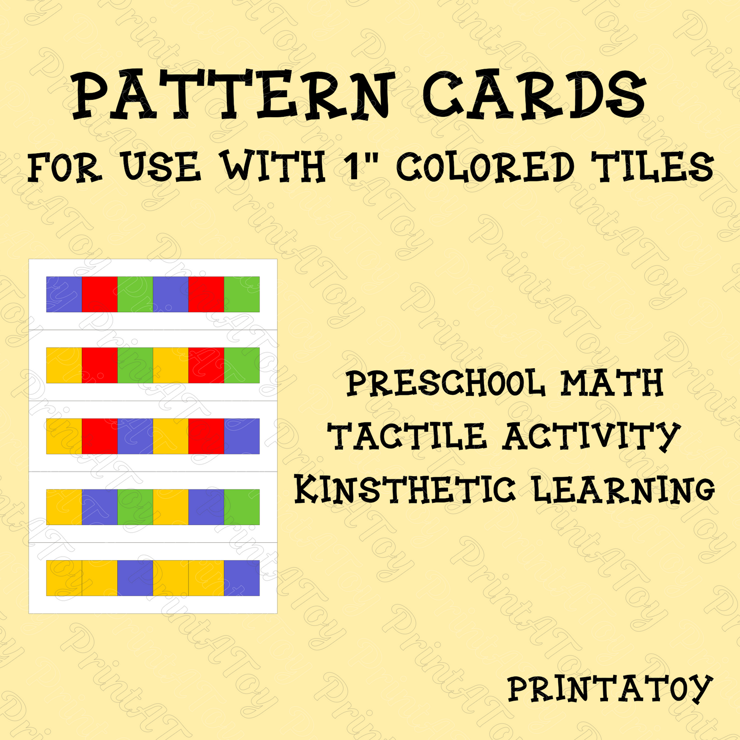 Pattern Cards for 1" Colored Tiles | Hands-On Learning Resource