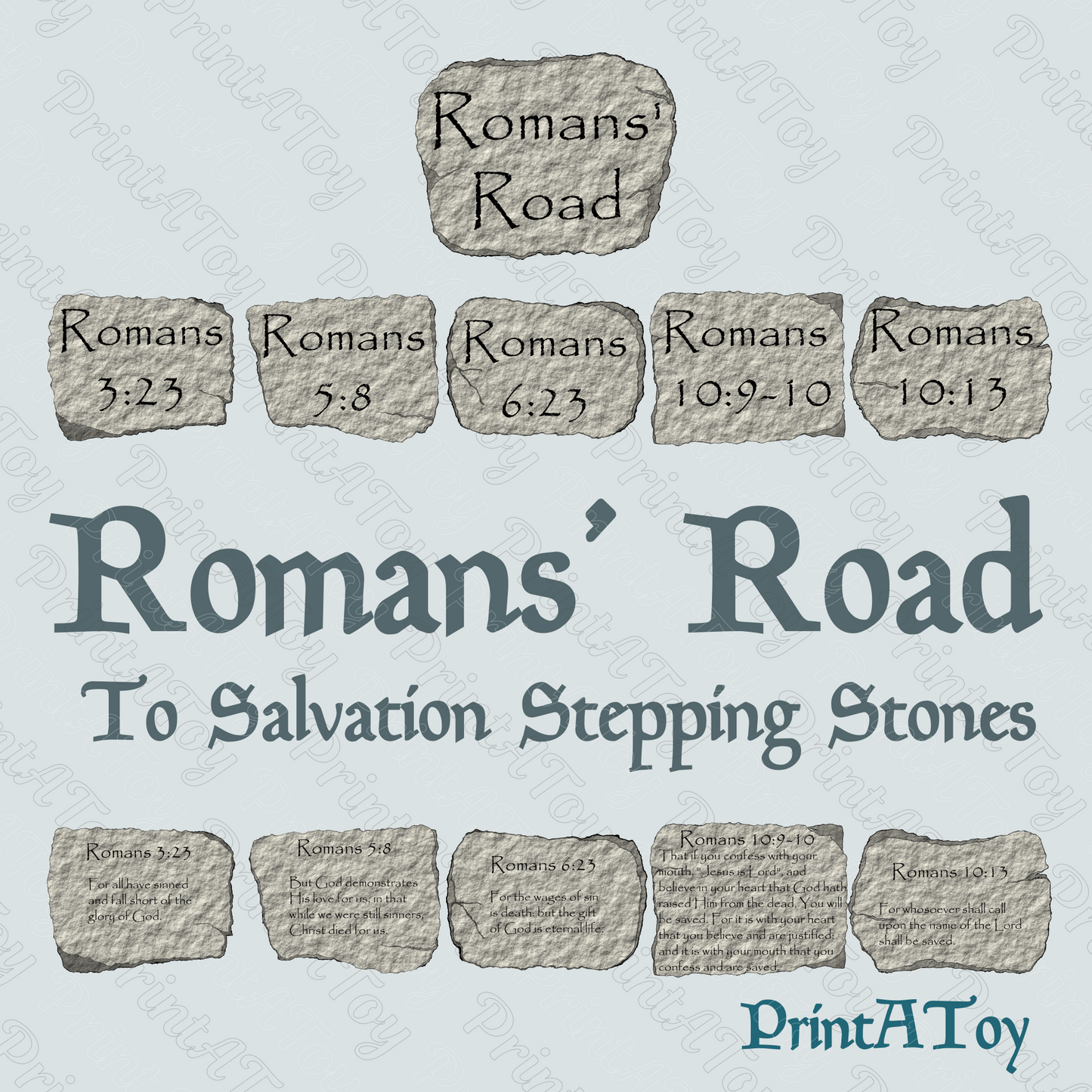 Romans Road Bible Verse Stepping Stones – Printable Hopscotch & Memory Game