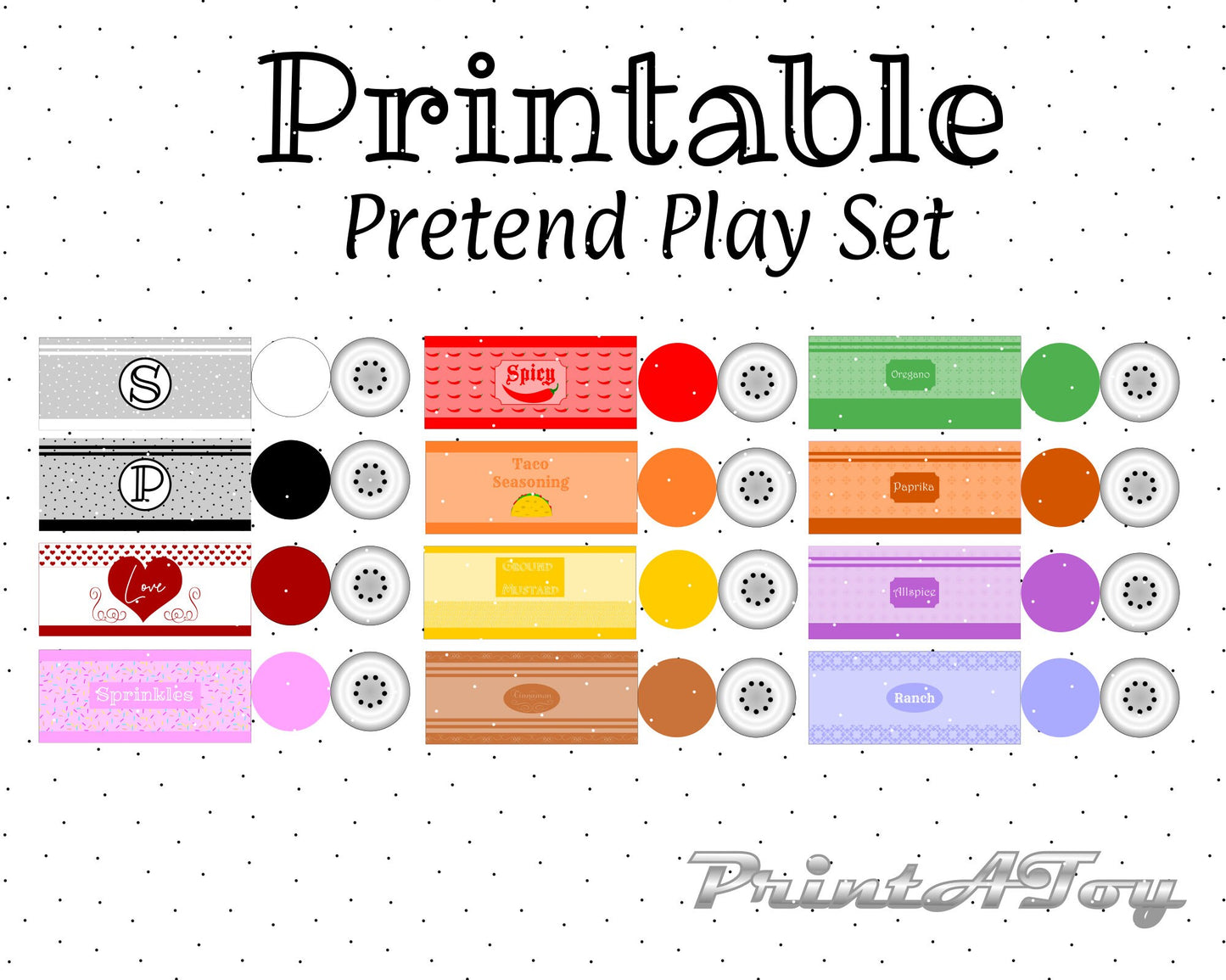 Printable Spice Shaker Labels Pretend Play Kitchen Decals