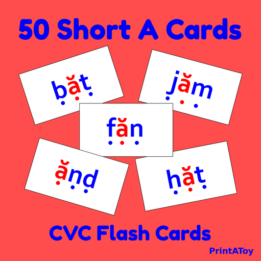 50 Short A CVC Flash Cards | Orton-Gillingham Decodable Reading Resource