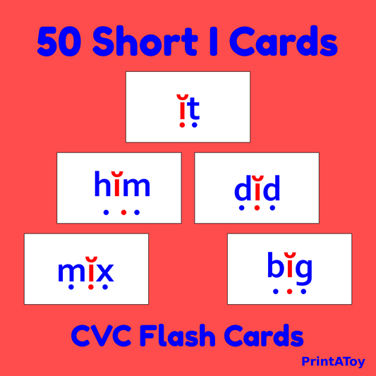 50 Short I CVC Flash Cards | Orton-Gillingham Decodable Reading Resource
