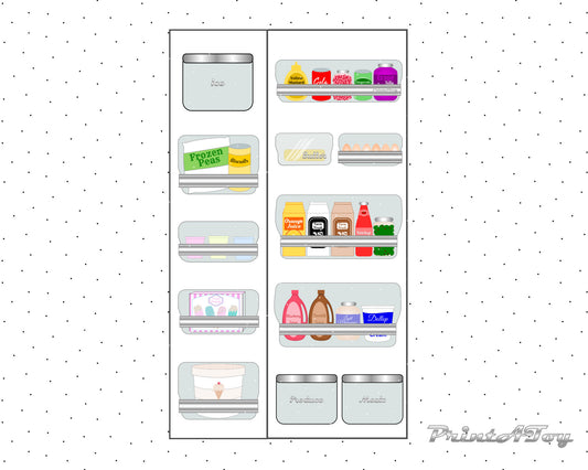 Printable Side by Side Fridge Play Kitchen Decals