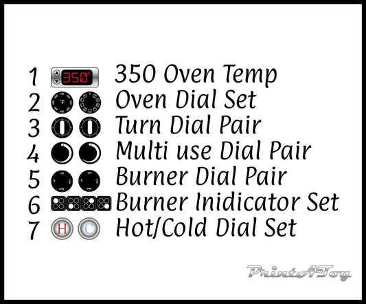 Play Kitchen Dials Vinyl Decals