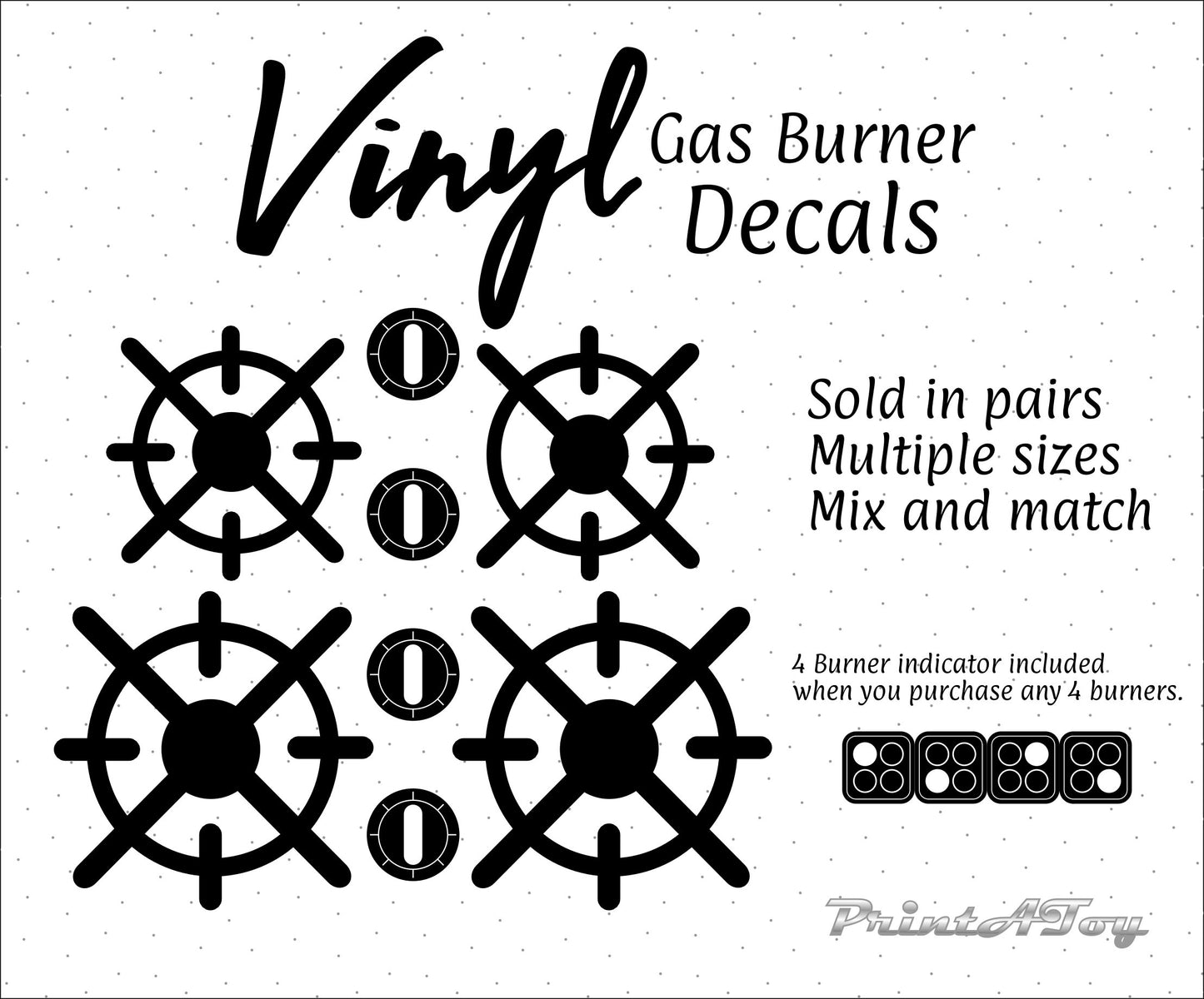 Gas Stove Top Vinyl Play Kitchen Decals
