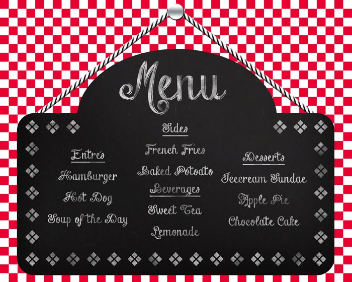 Printable Diner Menu Sign