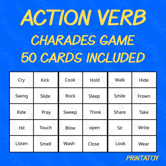 Action Verb Charades Card Game; Act out Vocabulary Words