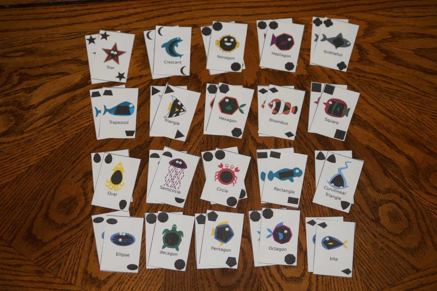 Go Fish Shapes Edition – Printable Card Game with Ocean Animals
