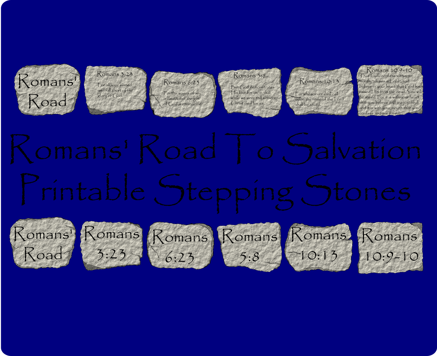 Romans Road Bible Verse Stepping Stones – Printable Hopscotch & Memory Game