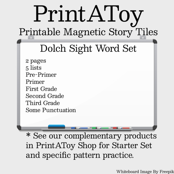 Printable Magnetic Story/Poetry Tiles Dolch Sight Word Set By PrintAToy
