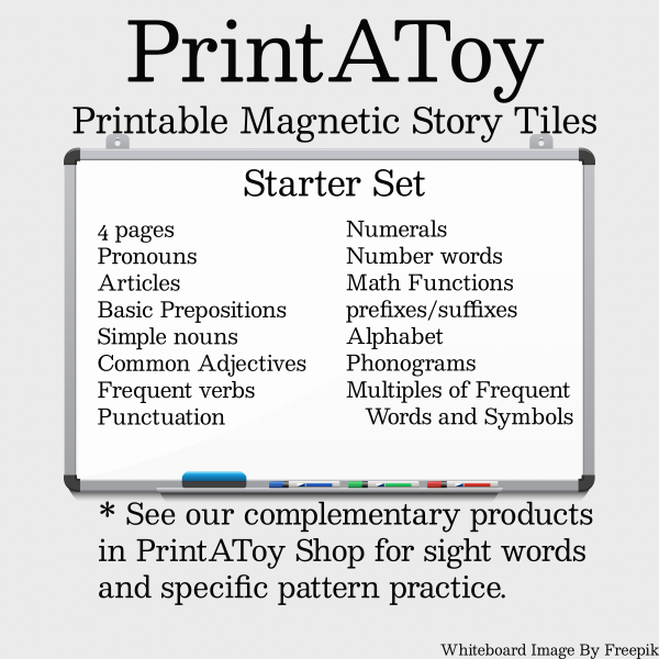Printable Magnetic Story/Poetry Tiles Starter Set By PrintAToy