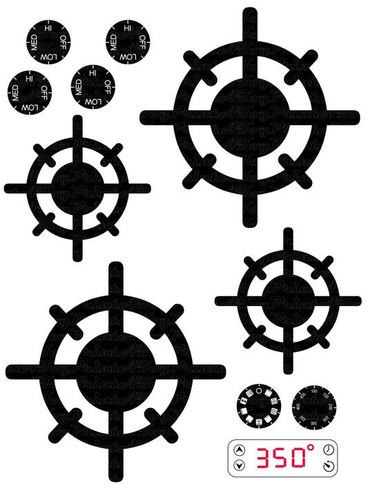 Gas Range Printable Stovetop Burners
