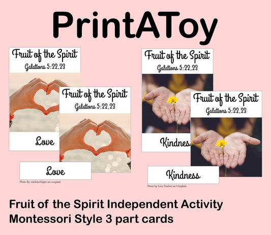 Montessori Fruit of the Spirit 3-Part Cards