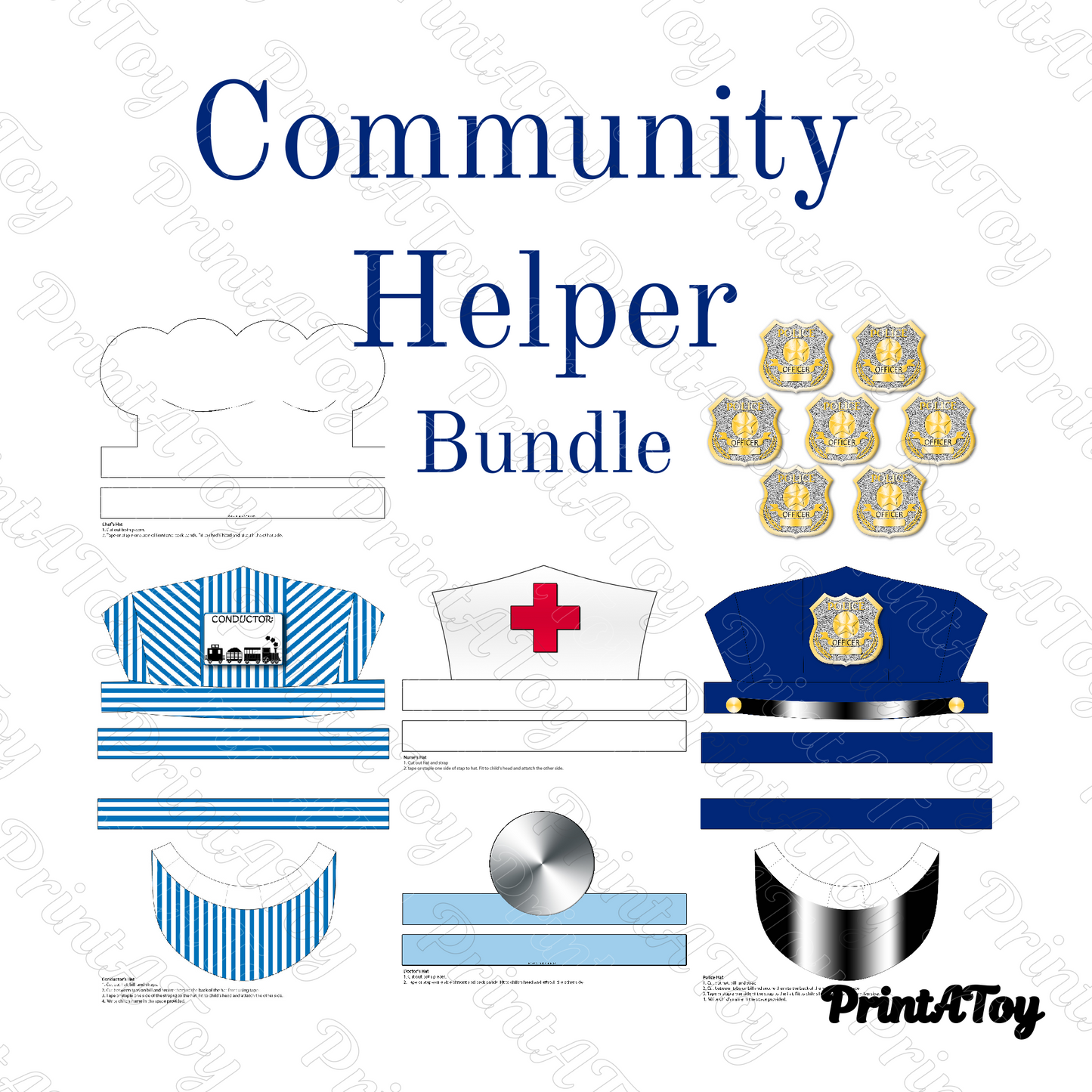 Community Helper Accessory Collection – Printable Dramatic Play Prop Bundle