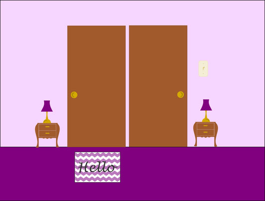 Printable Dollhouse Doors with table and lamp