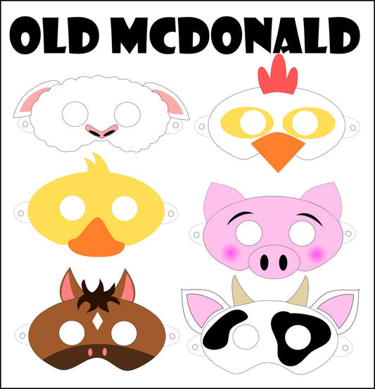 Old McDonald Farm Animal Masks