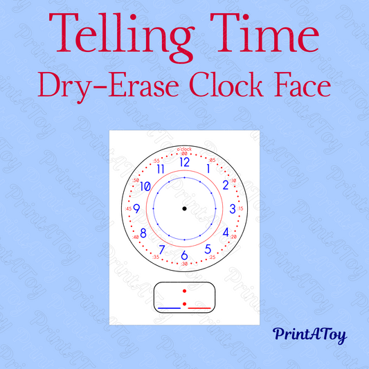Printable Clock Face for Teaching Time | Color-Coded Dry Erase Clock
