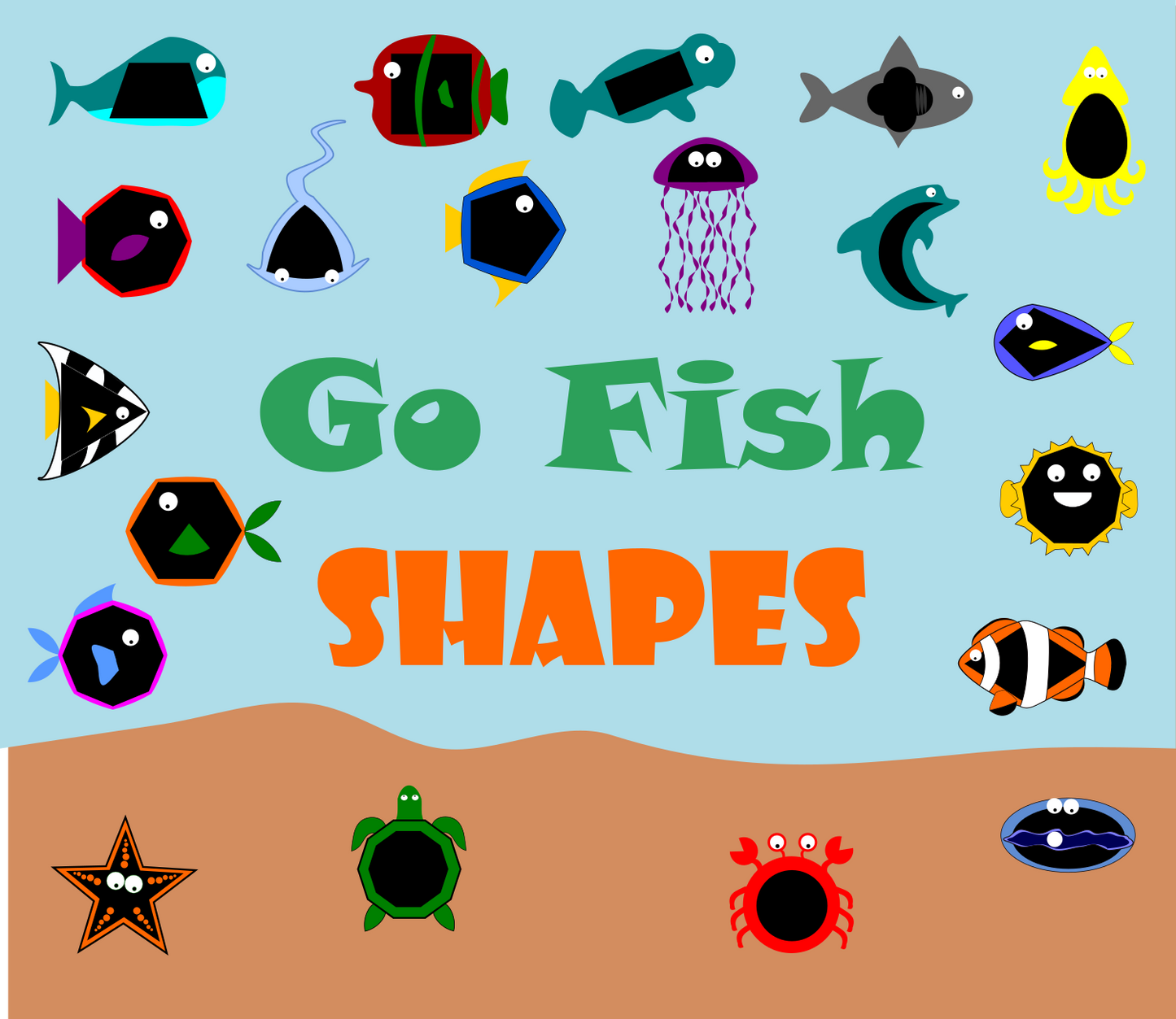 Go Fish Shapes Edition – Printable Card Game with Ocean Animals