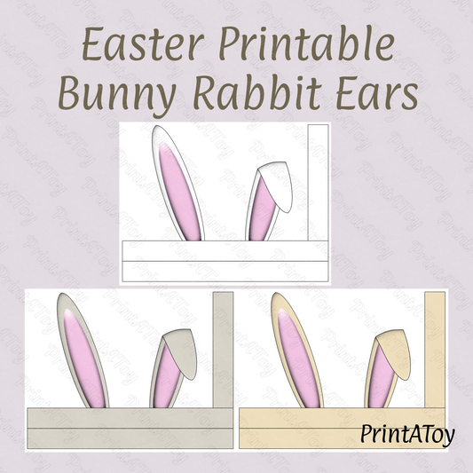 Easter printable bunny rabbit ears with pink and beige colors on a light gray background.