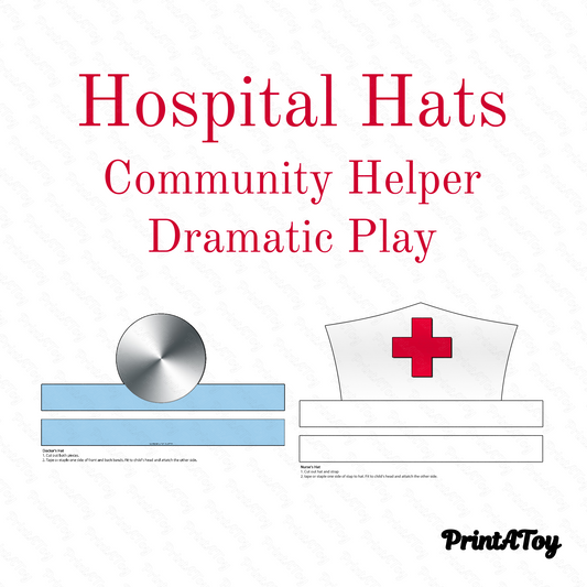 Printable Hospital Community Helper Hats – Dramatic Play Costumes