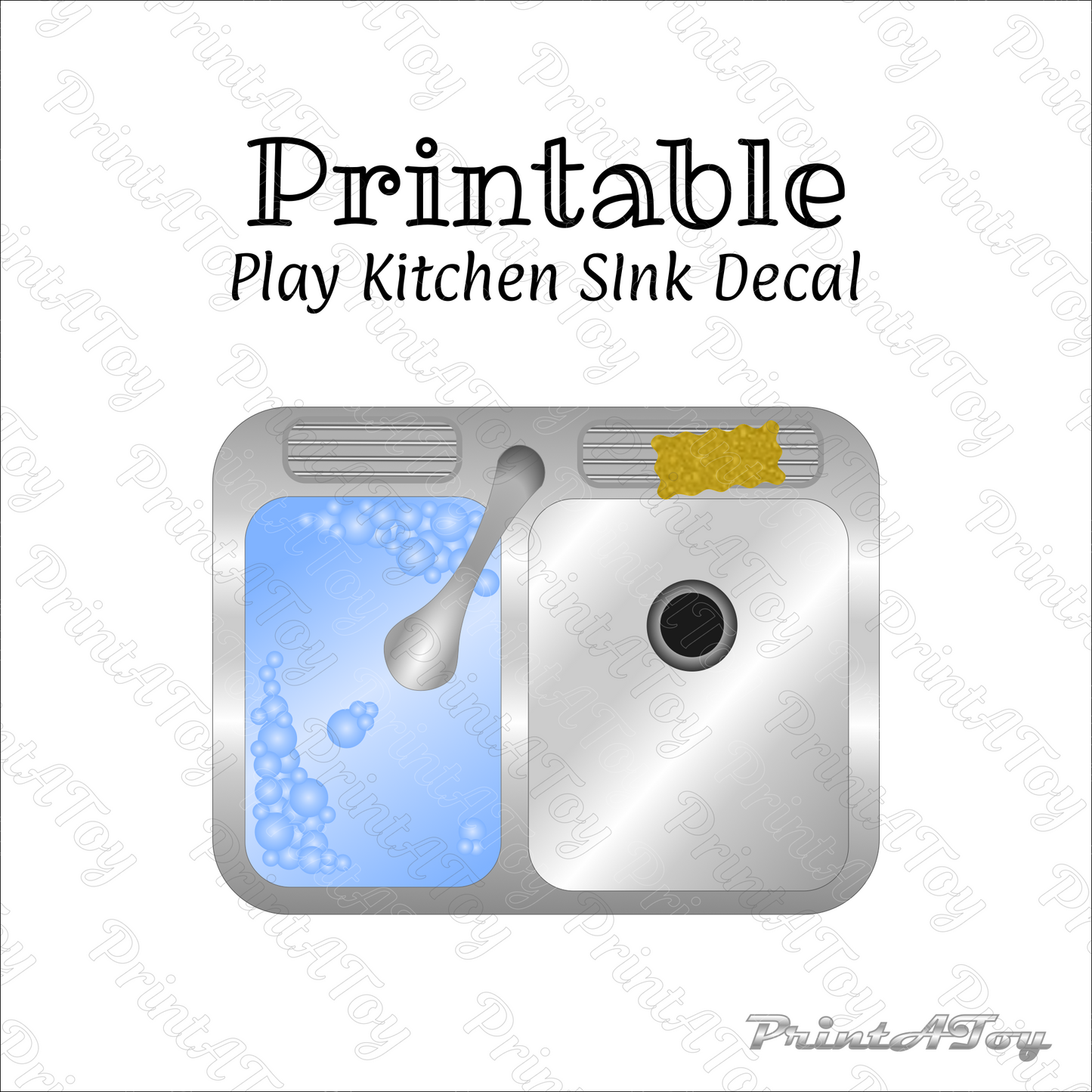 Printable Play kitchen sink decal for Dramatic Play Centers And DIY Toys