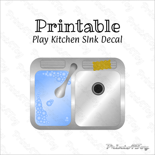 Printable Play kitchen sink decal for Dramatic Play Centers And DIY Toys
