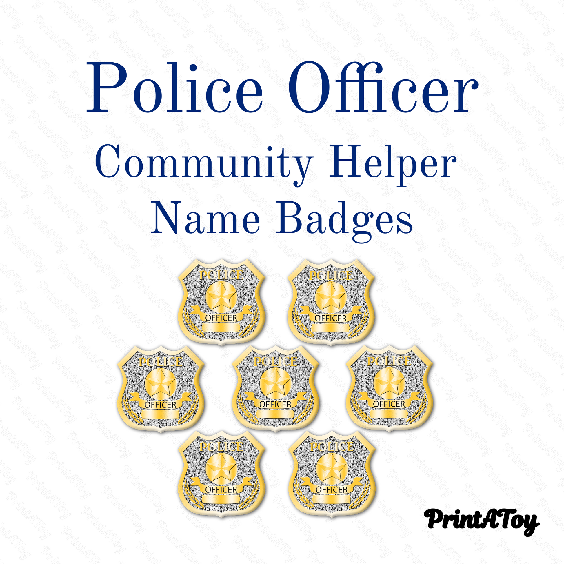 Set of police officer name badges for dramatic play and dress-up activities
