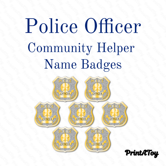 Set of police officer name badges for dramatic play and dress-up activities