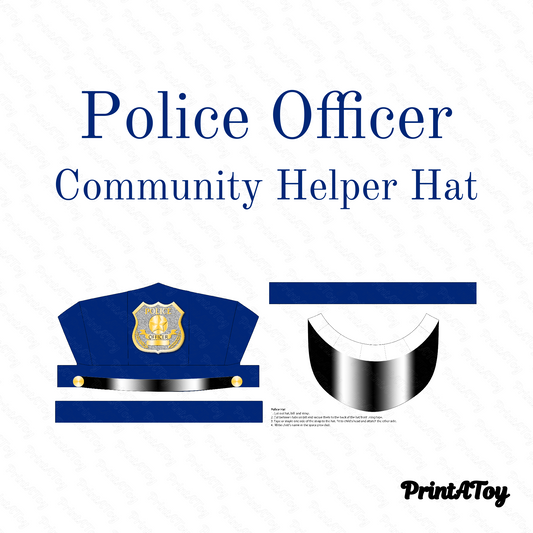 Printable police hat for kids – community helper dress-up costume.