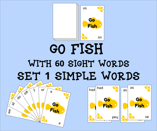 Sight Word Go Fish Game – Set 1: 60 Essential Words for Early Reading Fun