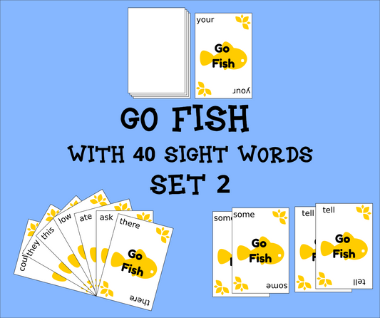 Sight Word Go Fish Game – Set 2: 40 Essential Words for Early Reading Fun