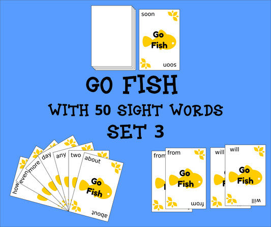 Sight Word Go Fish Game – Set 3: 50 Essential Words for Early Reading Fun