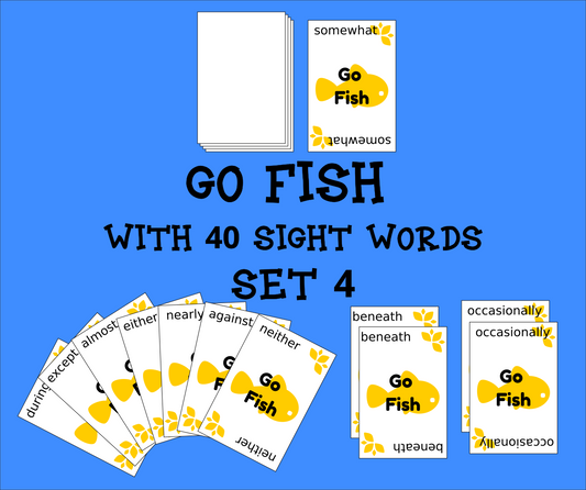 Sight Word Go Fish Game – Set 4: 40 Essential Words for Early Reading Fun