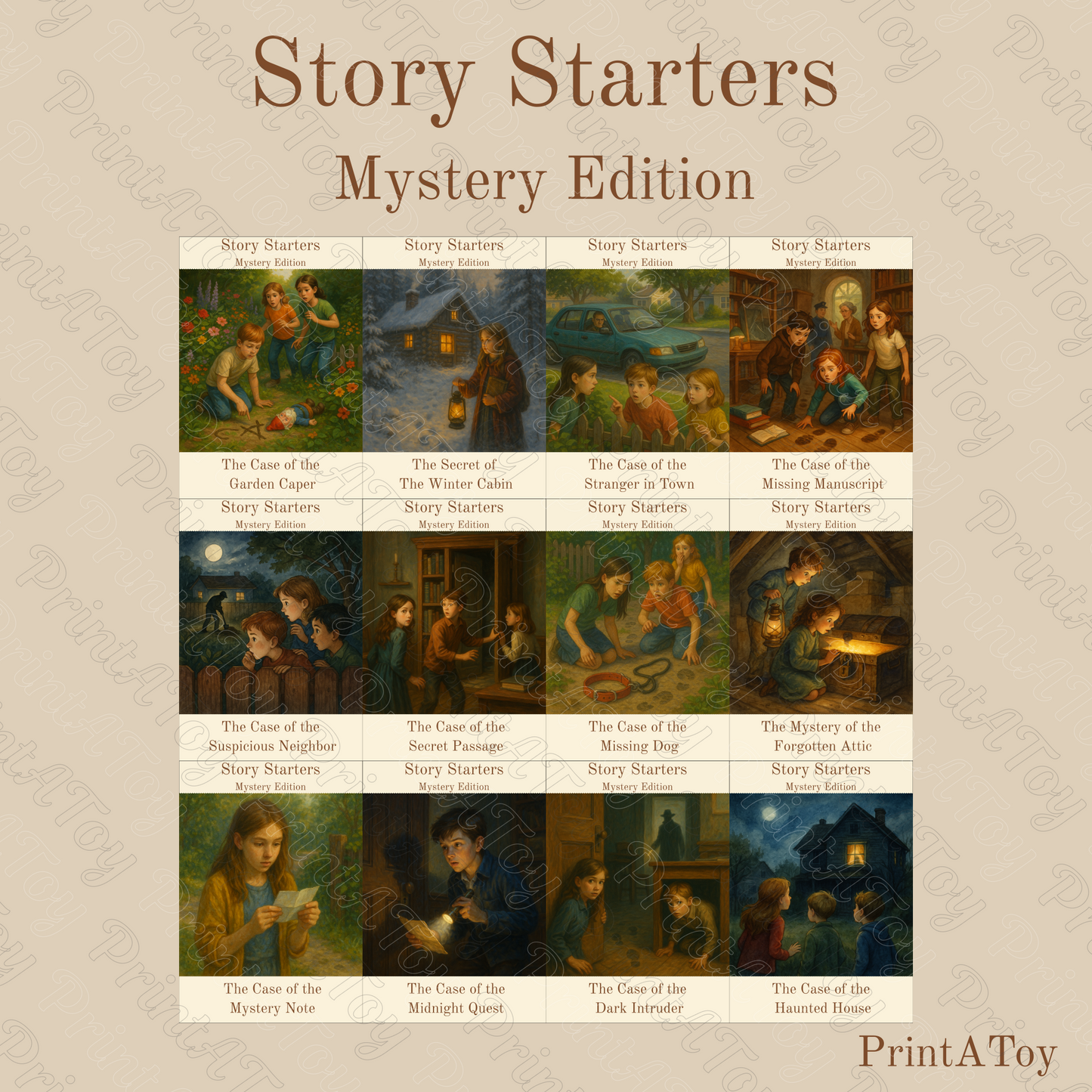 Mystery Story Starters | 12 Illustrated Writing Prompt Cards for Creative Writing